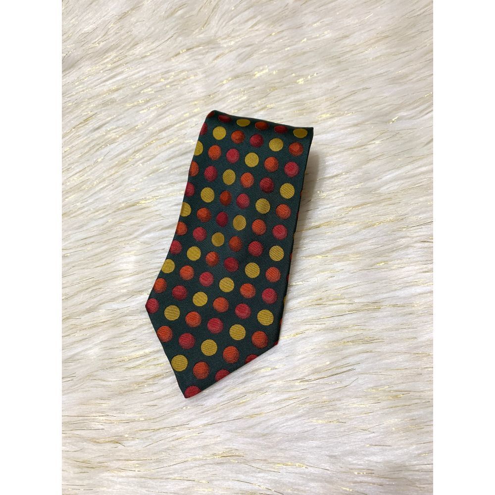 100% Silk Polk-dot green‎ red yellow 56"